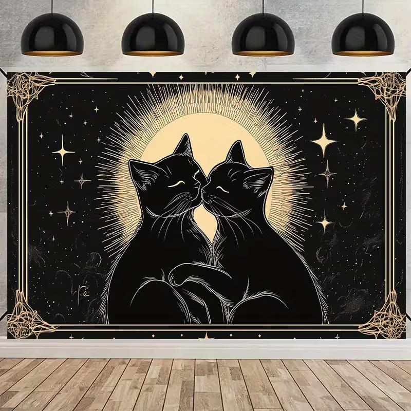 2D Witchy Celestial Kitten Love Gothic Home Decor Bridal Shower Photography Backdrop