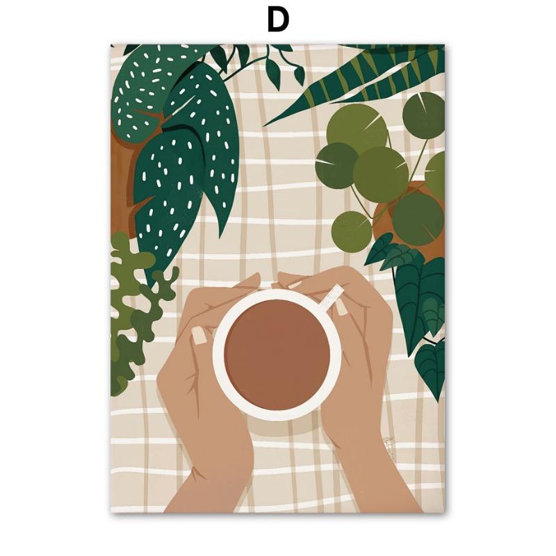 Модная девушка Книга Кофейная чашка Жизнь Настенное искусство Холст Картина Абстрактные постеры и принты Картина для стены Отеля Кафе Декор для внутренней комнаты