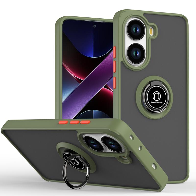 Translucent Shockproof Hard Case with Metal Stand for Poco X7 Pro X6 Pro C75