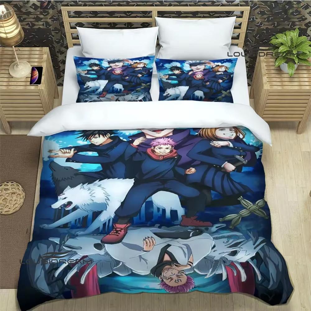 J-Jujutsu K-Kaisens Cartoon Bedding Sets Exquisite Bed Supplies Set Duvet Cover Bed Comforter Set Bedding Set Luxury Birthday Gifts