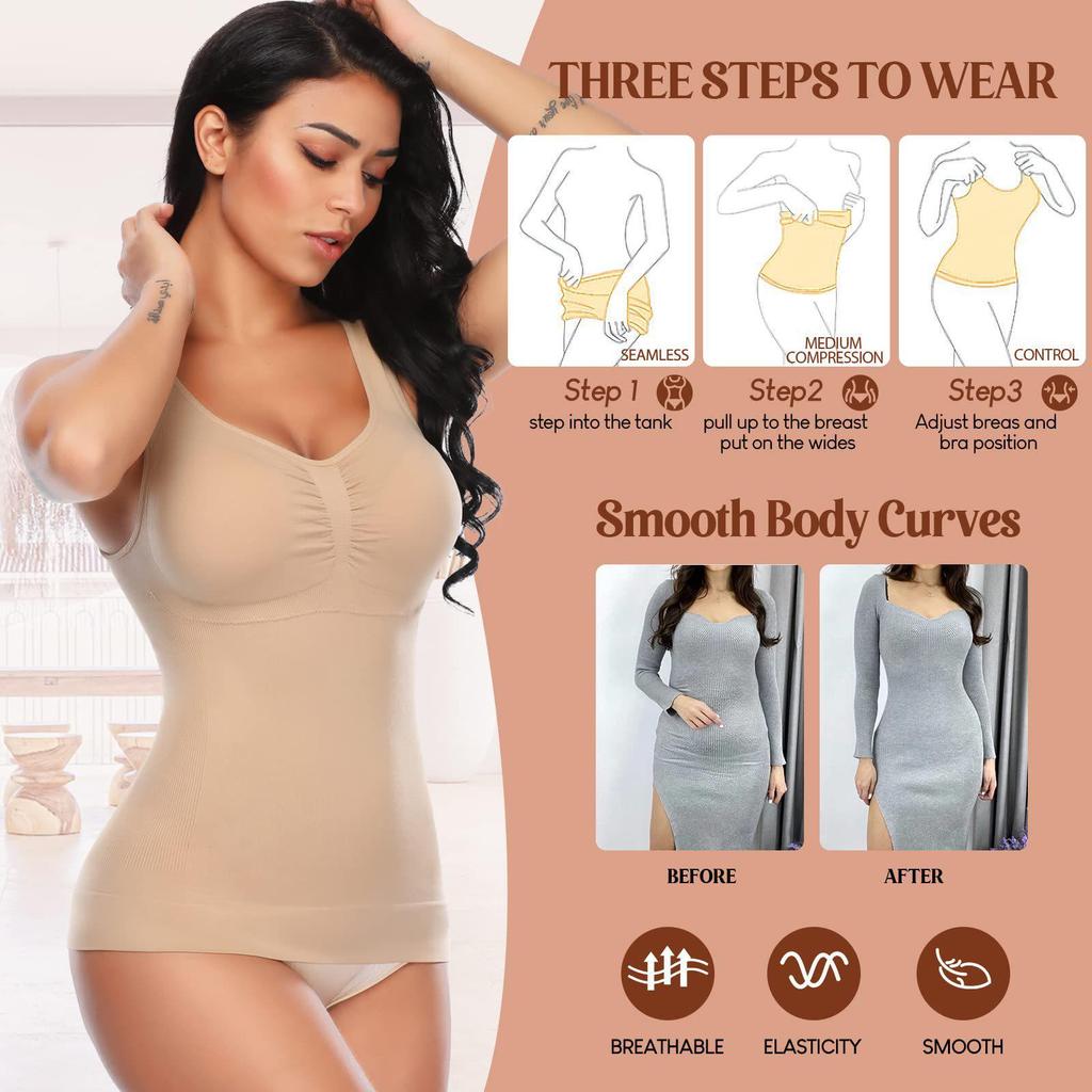 Double-Layer Seamless Body Shaping Vest for Women - Tummy Control & Waist Cincher Sports Base Layer, Pure Cotton with Chest Pads