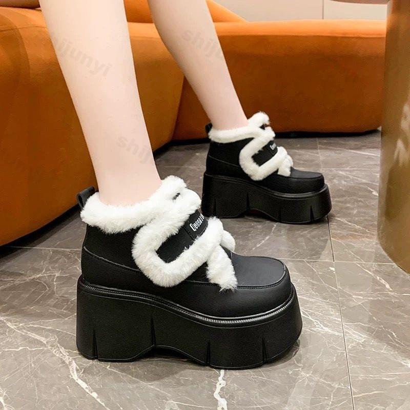 Fashion New 2025 Winter Snow Boots Women Platform High Heel Shoes Ladies Ankle Boots Design Classic Non-slip Fur Fluffy Warm Sjprt Boots