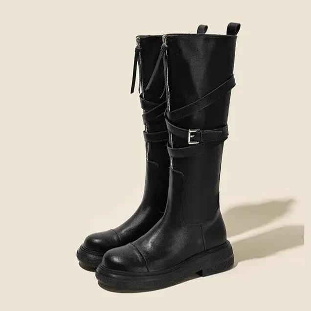 Модные женские ботинки в стиле ретро и ковбой из денима до середины голени, дизайнерская женская обувь на платформе, модные женские ботинки на мягкой подошве для осени и зимы