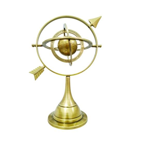 Old World Globe Sculpture Gold Armillary Sphere for Study or Living Room Decor