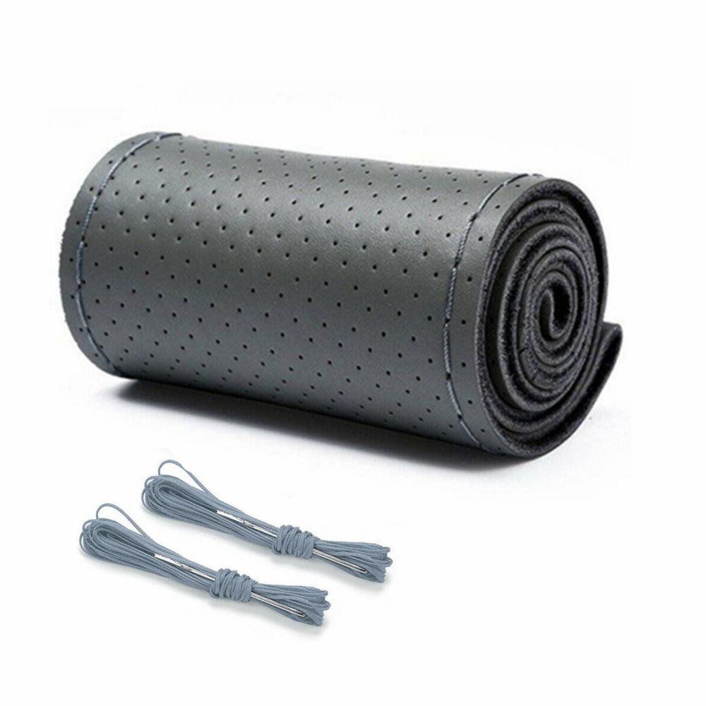 Универсальная оплетка на руль 38 см кожаная ручная оплетка на руль натуральная кожа коровы с иглами и нитками