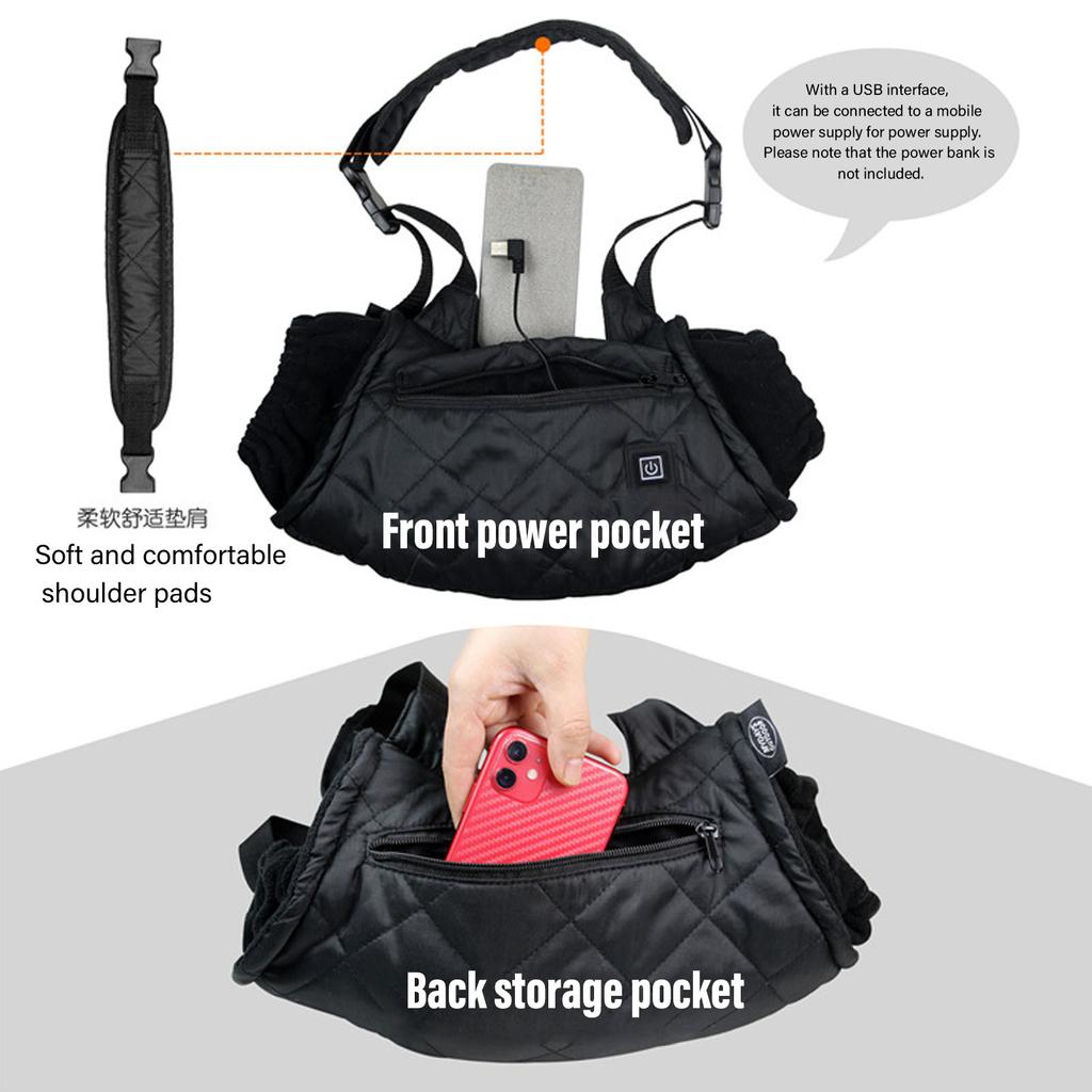 Электрическая муфта для согревания рук черная двусторонняя быстрый нагрев плечевой ремень USB-интерфейс 3 режима тепла грелка для рук для улицы