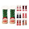1 Pair Winter Floor Socks Thickened Fuzzy Plush Warmth Retention Christmas Print Leg Warmer Silicone Bottom Fall Winter Floor Socks Holiday Gift