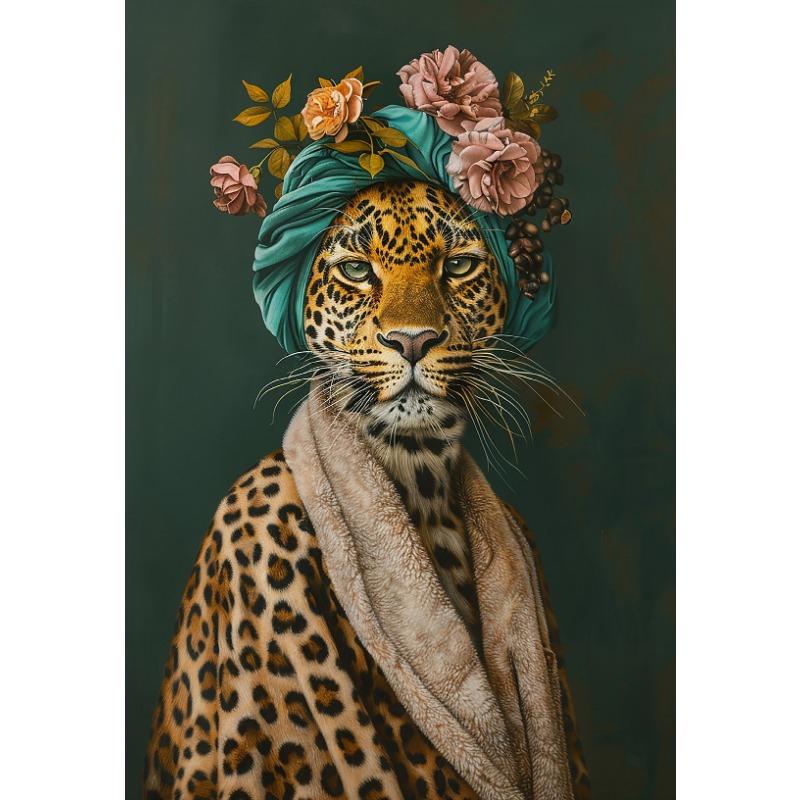 Красочный цветочный портрет животного, постер, гепард, утка, кошка, сова, принты на холсте, настенная художественная картина для гостиной, домашнего декора