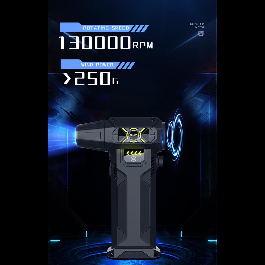 Electric Air Duster Turbo Fan 8000mAh Battery High Power LED Light Touch Control Brushless Motor