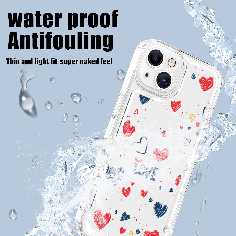 Cute Love Heart Clear Case For Iphone 16 15 14 Pro Max Plus 13 12 11 Pro Max Xs Max Xr X 8 7 Plus Se2022 Se2020 Shockproof Bumper Soft Silicone Cover