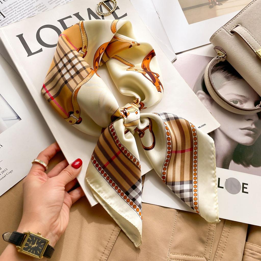 Brand Floral Print Silk Square Scarf Women Soft Satin Kerchief Hairband Neckerchief Head Hijab Lady Headband Foulard Bag Ribbon