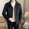 Loose Fit Regular Length Outwear Stylish Men's Lapel Jacket for Autumn Winter Casual Coat with Button Closure Versatile for Men