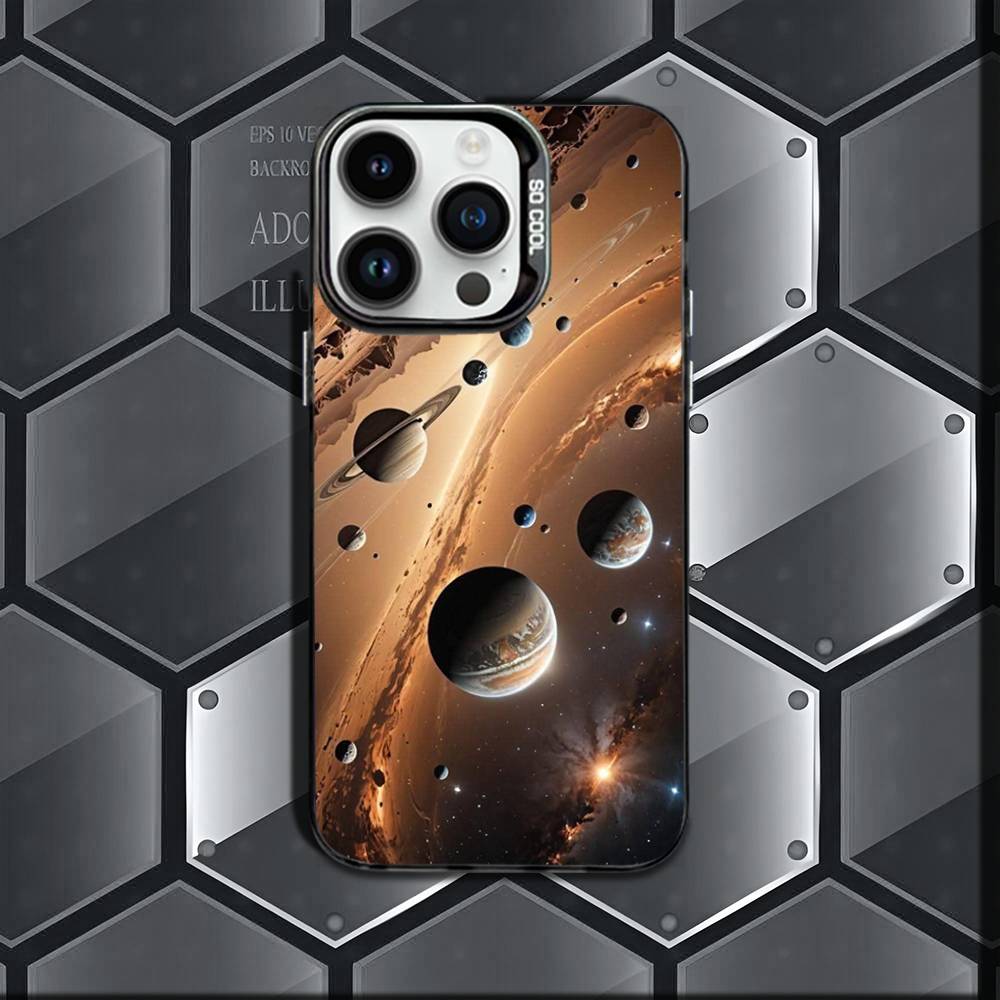 Чехол для телефона «Планеты Солнечной системы» для iPhone 17, 16, 15, 14, 13, 12, 11 Pro Max Plus, цветной градиент, мягкий ТПУ, черный чехол