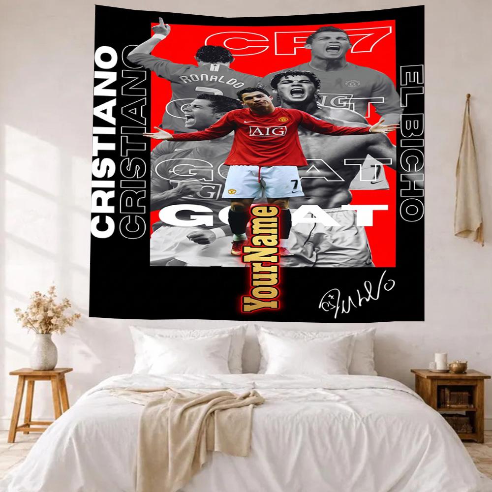 Cristiano Ronaldo Custom Your Name Wall Decor Tapestry Art For Pet Memorial Birthdaywedding Party Backdrop Family Gift