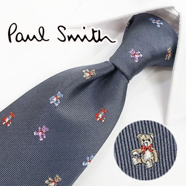 [Подарочный набор с галстуком от бренда] Галстук Paul Smith, Серый, с лентой, Футляр и пакет Paul Smith (REDROSE Оригинал) PS199 Серо-многоцветный (Подарок,