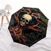 Skull Tree of Life Wall Art DecorUmbrella, Portable 3-Fold Compact Umbrella for Men & Women Gift