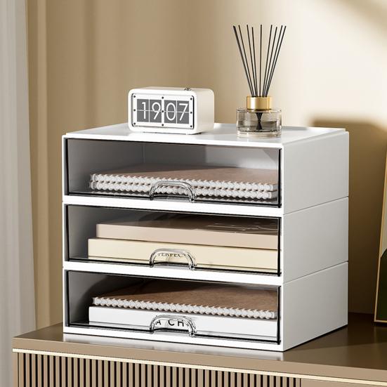 Desktop Organizer Drawer Box with Pen Holder Large Capacity Transparent Visible Sundries Case Makeup Container