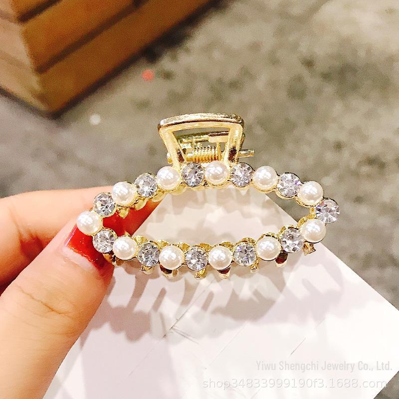 Корейская заколка для волос с жемчугом: Стильный зажим из сплава с гальваническим покрытием для женщин