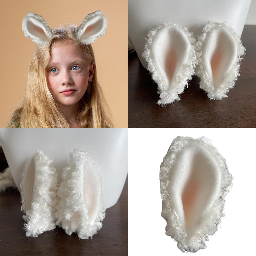 Cute Sheep Ear Accessories for Women Soft Plush Lamb Ears Headband Decorations for Makeup and Cosplay