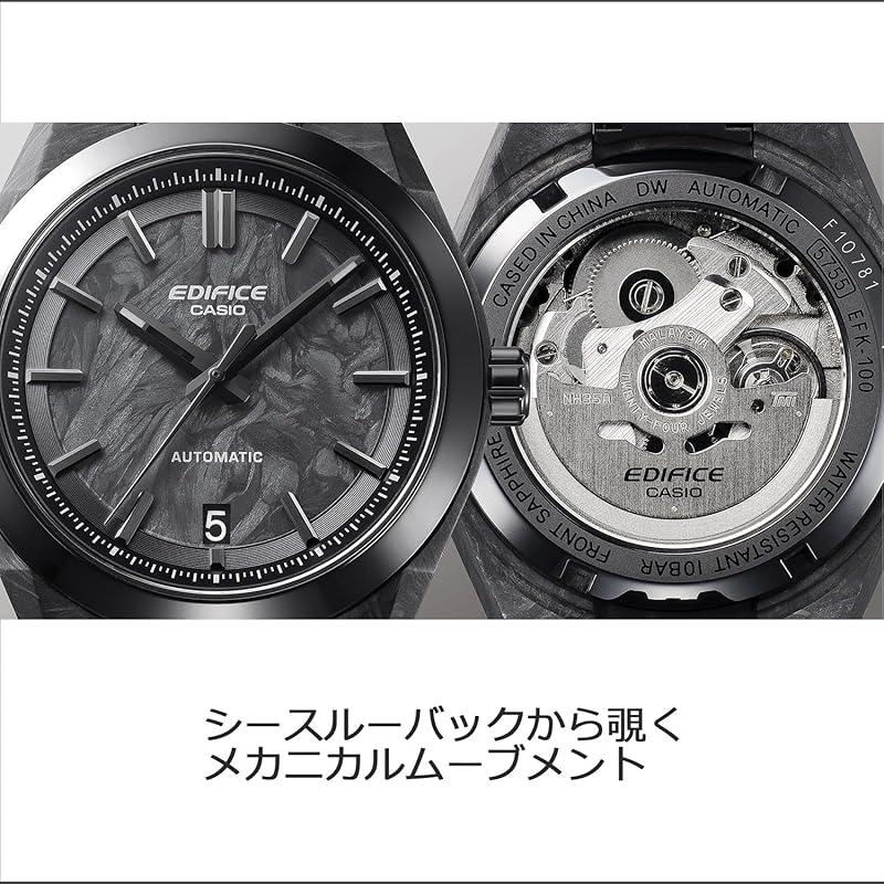 Часы Casio Edifice [Официальный японский продукт] Механические Автоматические Антимагнитные Часы с Сапфировым Стекло, EFK-100XPB-1AJF, Мужские, Черный