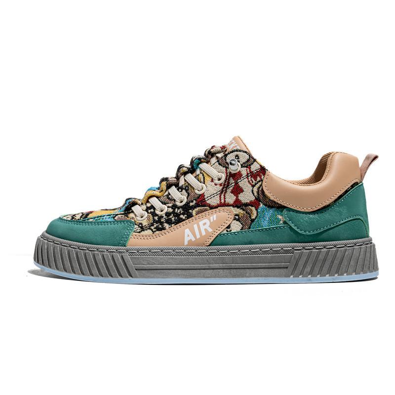 Fashion 2025 New Autumn Printed Personality Design Street Fashion Lace Up Sports Platform Men's Shoes Board Shoes Zapatillas Hombre