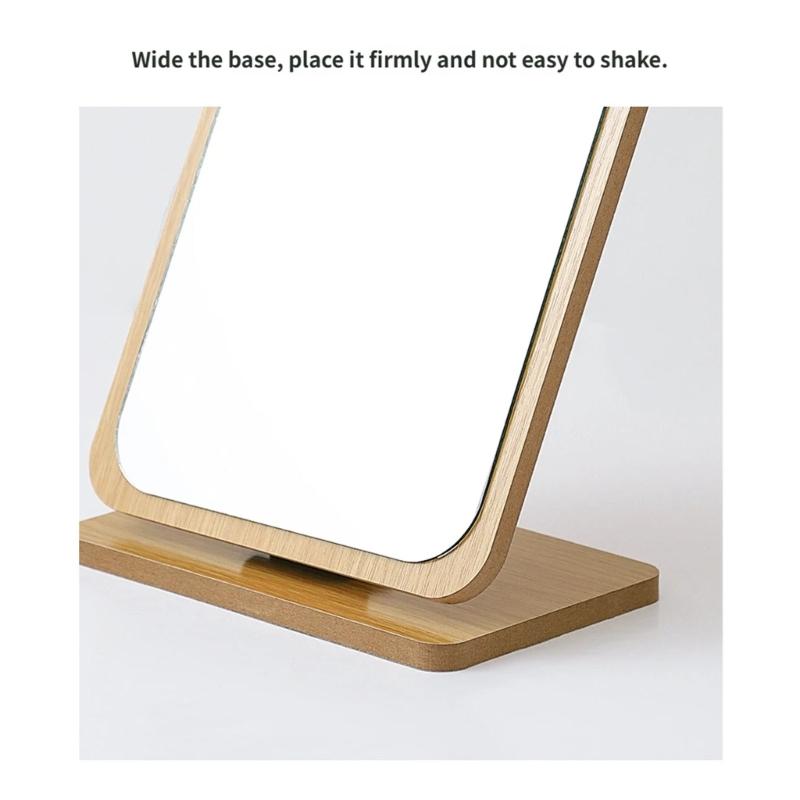 Rotatable Makeup Mirror with Wooden Stand Desktop Makeup Mirror,Lovely Cosmetic Mirror Vanity Mirror for Womens Girls