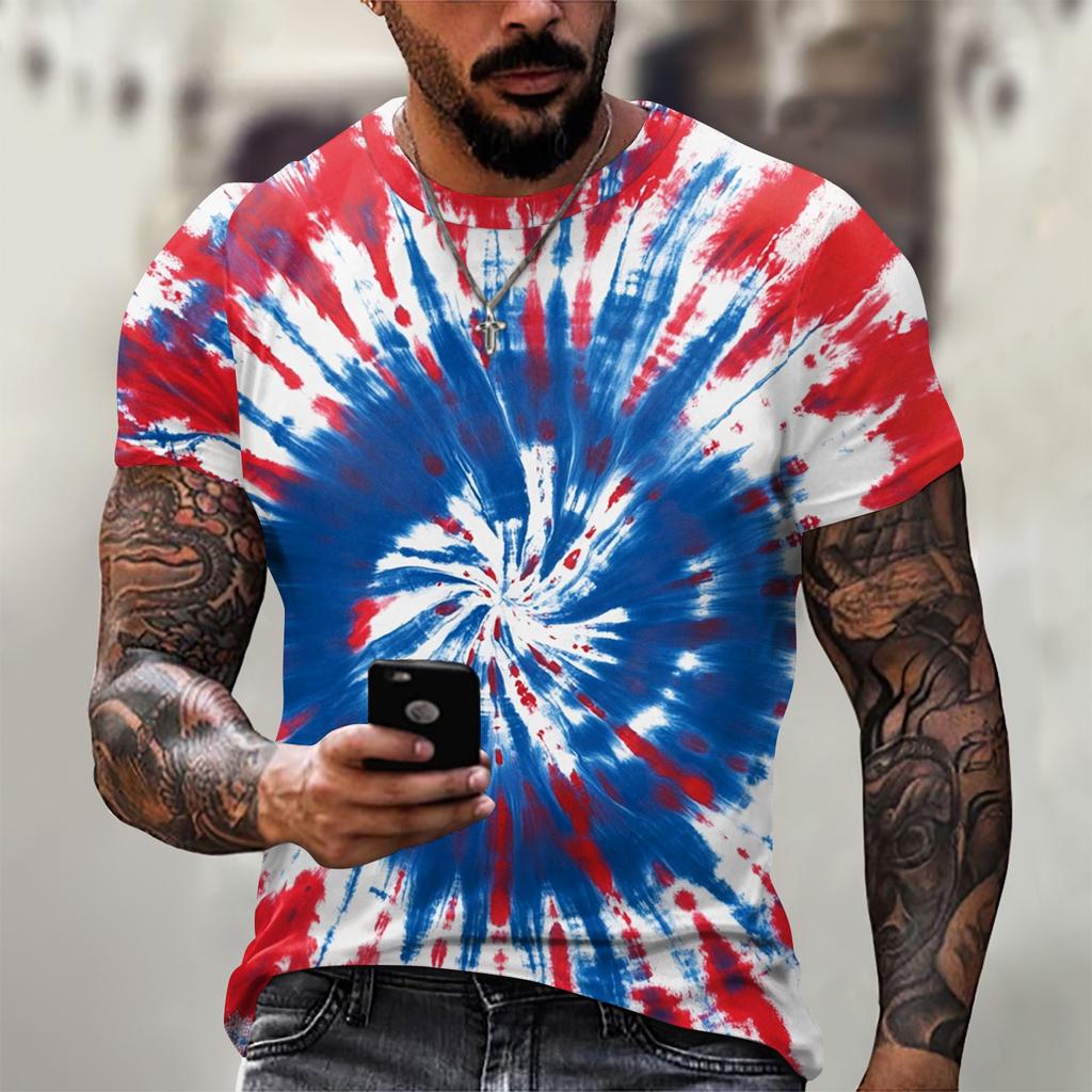 Летняя мужская популярная футболка с круглым вырезом и коротким рукавом с принтом