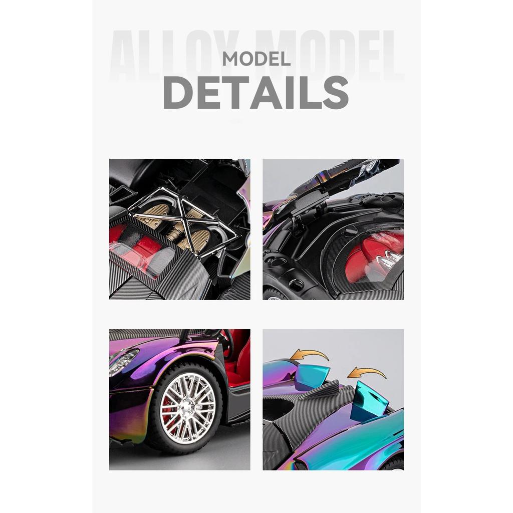 1/24 Pagani Huayra Dinastia Сплав Гальваническое покрытие Модель Спортивного Автомобиля Металлический Гоночный Автомобиль Модели Транспортных Средств Звук и Свет Детские Игрушки Подарок