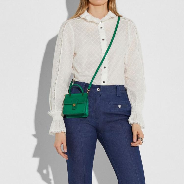 Coach Кошелек-аккордеон Willis 12, короткий, кожаный, для монет и карт, женский, зеленый 790-B4GN