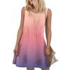 Ladies Fashion Summer Gradient Print Dress Loose Beach Vacation Casual Sleeveless Sundress