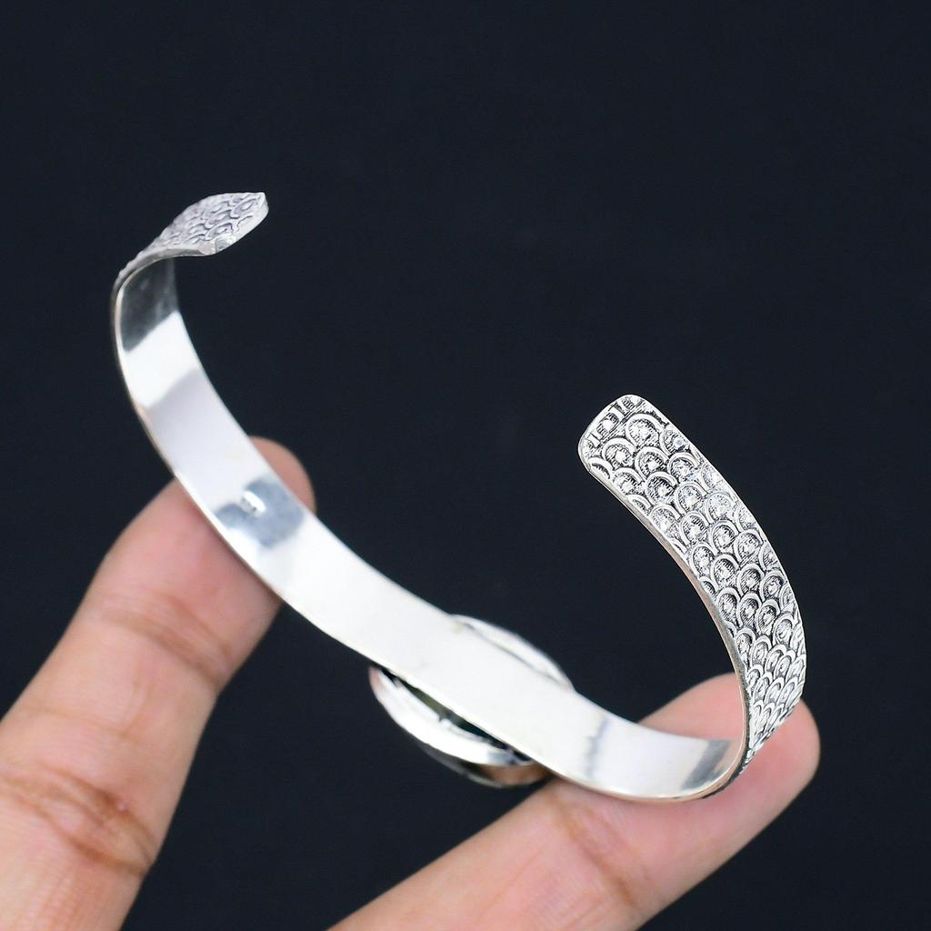 Натуральный камень Яшма К2, браслет-манжета из стерлингового серебра 925 пробы, регулируемый для девочек