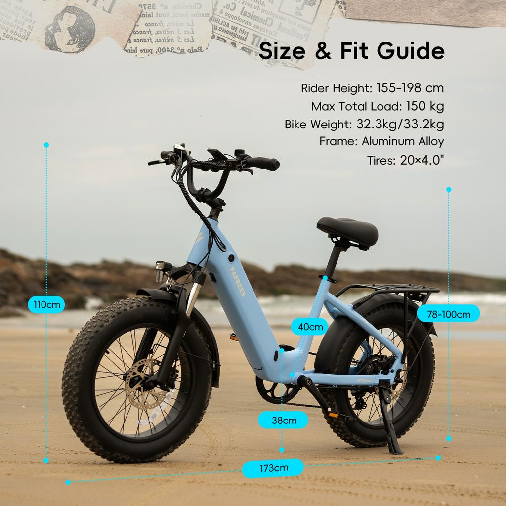 FAFREES F20 Rover 250W 48V 20Ah Compact Fat Tire E-Bike, 75-100km Range, Hydraulic Disc Brakes, 7-Speed, Removable Battery, Step-Through Utility Ebike