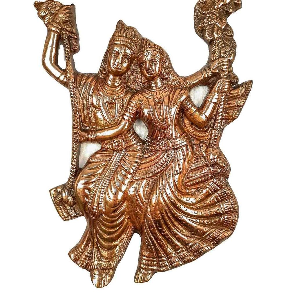 Radha Krishna Sitting On The Swing Wall Hanging - for Gift, Home, Living Room, Office, Puja Room Decor