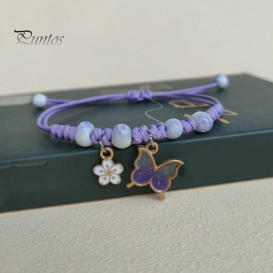 Женский браслет с цветком и бабочкой, очаровательный плетеный браслет для подруги, модный аксессуар