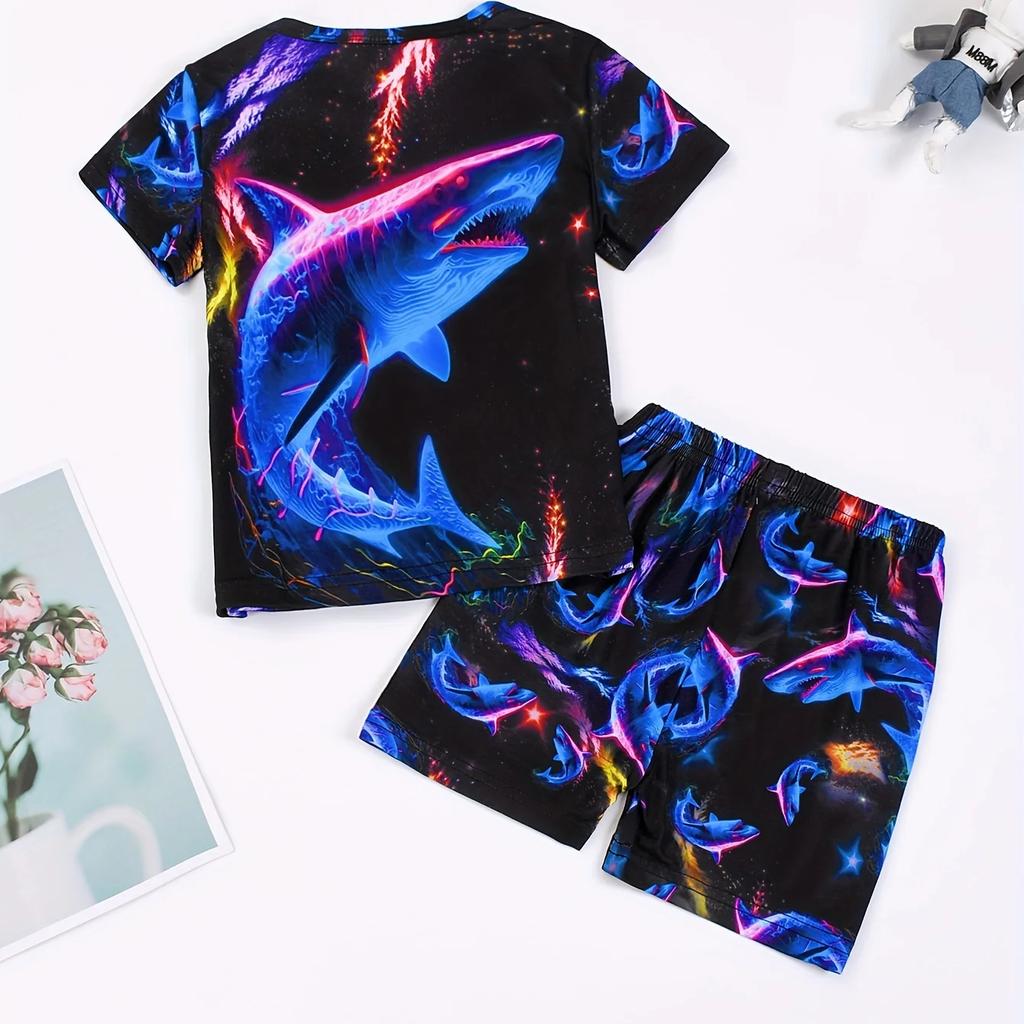 Детская и подростковая акула 3D принт повседневная одежда модные футболки с коротким рукавом