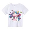 2025 Новая футболка с летним принтом единорога, мультяшная футболка из 100% хлопка, с круглым вырезом, с короткими рукавами, топы, одежда для мальчиков и девочек, y2k, цельная