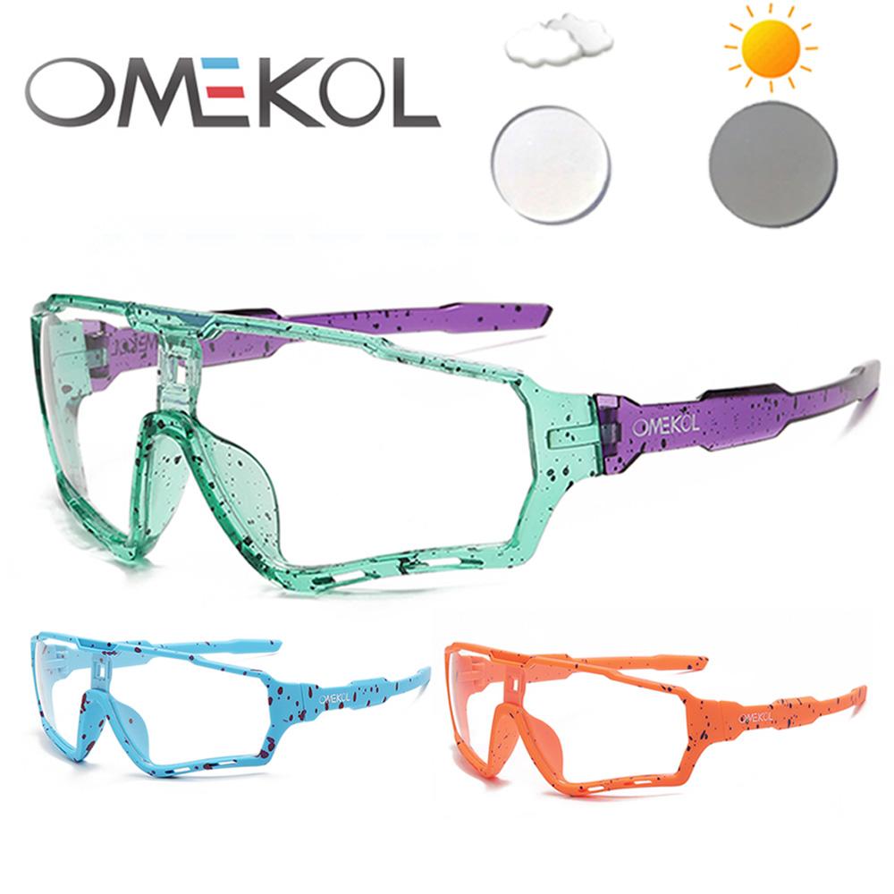 OMEKOL Новые Фотохромные Солнцезащитные Очки Велосипедные Очки Спортивные Велосипедные Мужские Женские Mtb Велосипедные Очки Бейсбол Софтбол Солнцезащитные Очки