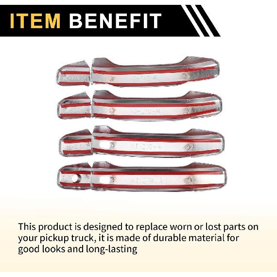 4pcs Exterior Door Handle Cover Car Door Handle Protector for Chevrolet Silverado 1500 2014-2024 Car Door Handle Protector with 2 Keypad ABS Chrome