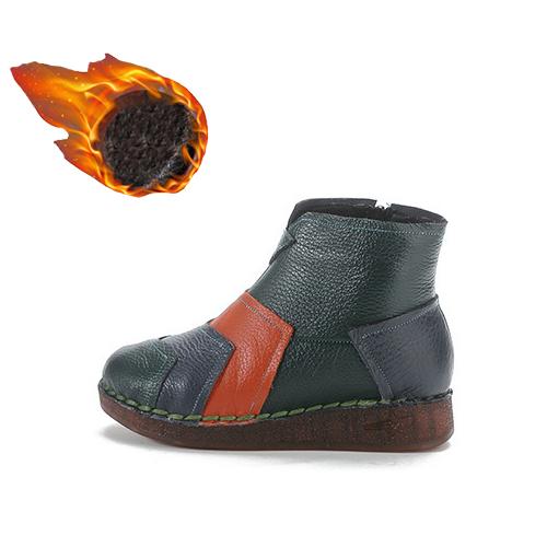 Женская обувь в стиле ретро для женщин 2024 года, осенне-зимние заплатанные ботильоны из коровьей кожи высшего качества, роскошные ботильоны