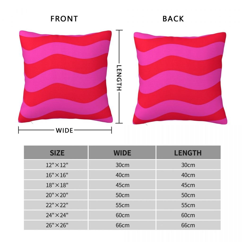 Vivid Wavy Pink Neon Red Square Pillowcase Polyester Linen Velvet Creative Zip Decor Throw Pillow Case Home Cushion Cover