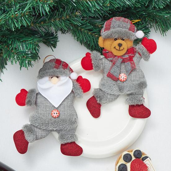 4 шт. Рождественские украшения плюшевый снеговик Санта лось медведь кукла фигурка зимние подвесные украшения для рождественской елки домашний декор