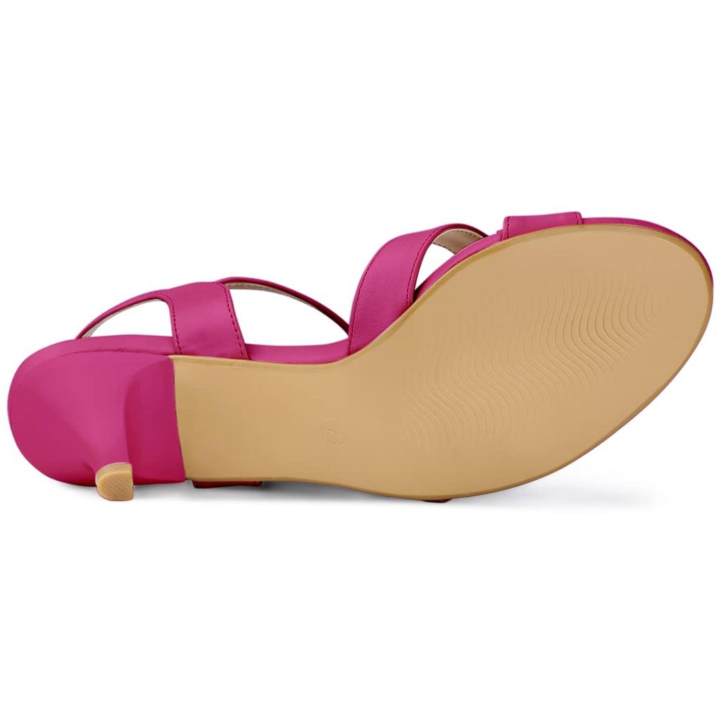 Женские сандалии Allegra K на kitten heel с перекрестными ремешками и ремешком на щиколотке, ярко-розовые, размер 23,5 см