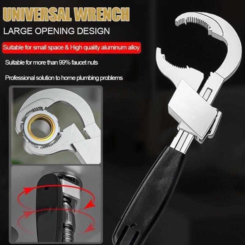Multi-Functional Adjustable Water Pipe Wrench Bathroom Faucet Circular Arc Toothed Wrench Manual Maintenance Kit