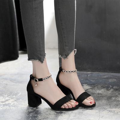 Модные и универсальные туфли на высоком каблуке, толстые каблуки, босоножки с открытым носком, легкая рабочая обувь для женщин