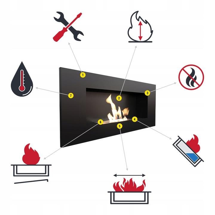 Wall Mounted Bioethanol Fireplace DELTA2 TÜV Black Set