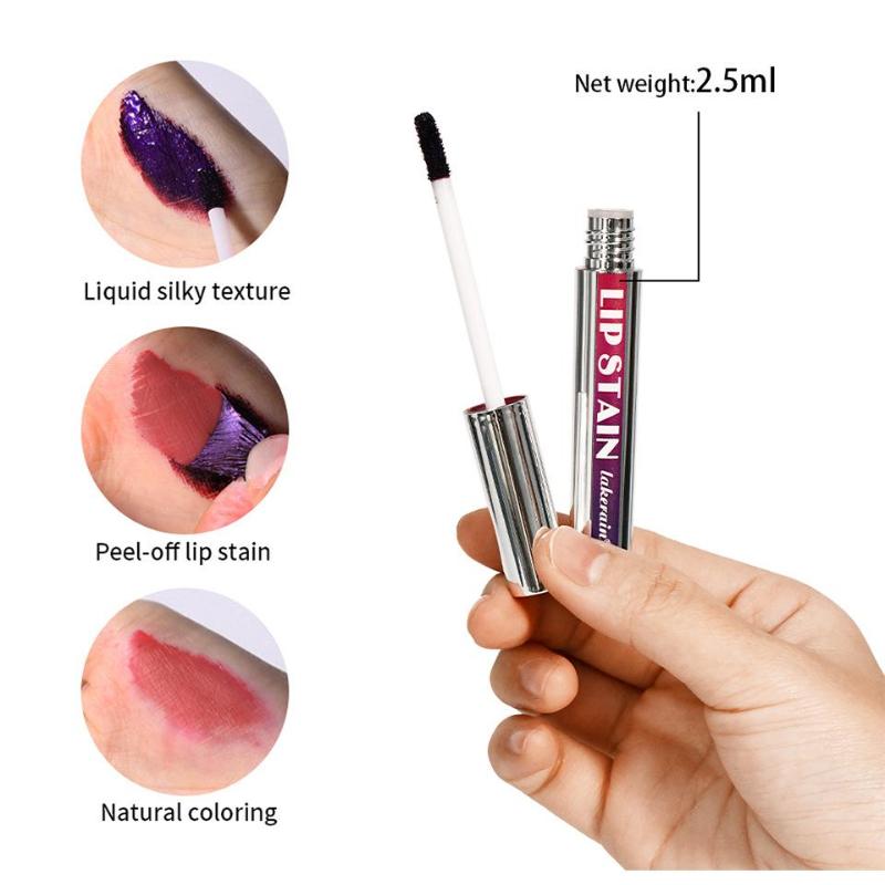 Серебряный тюбик Peel Off Tattoo Lipgloss Водостойкий жидкий матовый оттенок для губ RosePink Tear-off Lip Stain Non Stick Cup Quick Dry Makeup