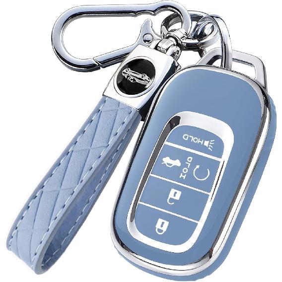 Montague Key Fob Cover For Honda With Keychain, Premium TPU Key Case Shell For 2024 Honda Accord, Civic, HR-V, CR-V, Pilot Remote Smart Car Key Fob