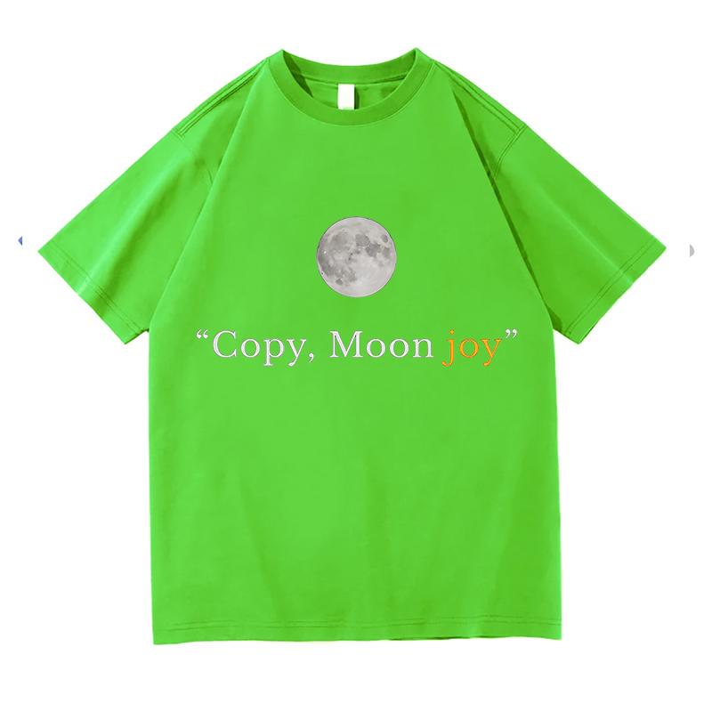 Funny Unisex's Copy Moon Joy Print T Shirts Cotton Women Streetwear Oversized Loose Tees Clothing Vintage Summer Spring Meme Tops