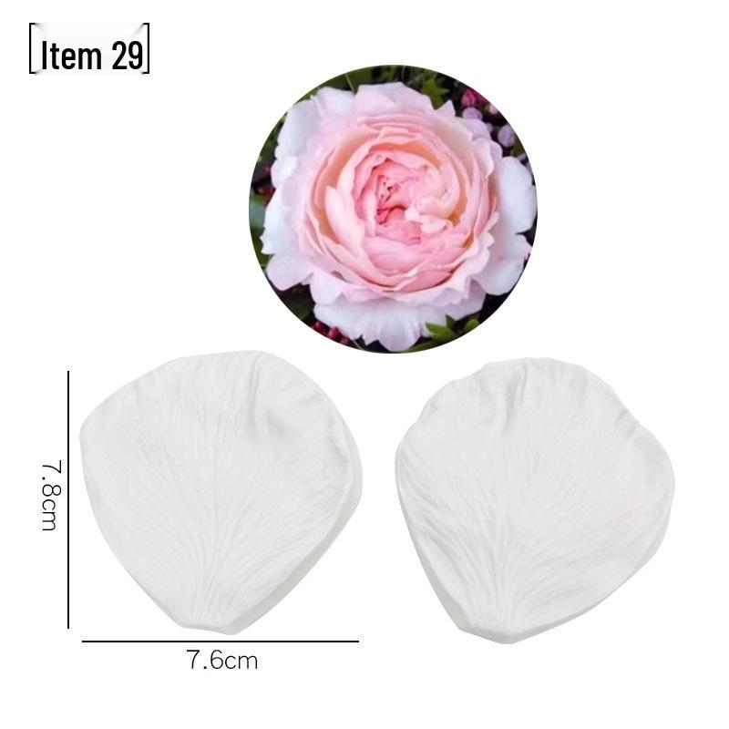 Силиконовая форма для мастики - Набор лепестков и листьев, пищевая, для тиснения на дереве и цветах.