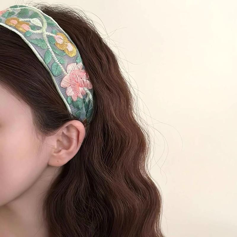 Elegant Chiffon Embroidery Flower Hairband For Women Sweet Hair Decorate Headband Hair Hoop Band Hair Accessories